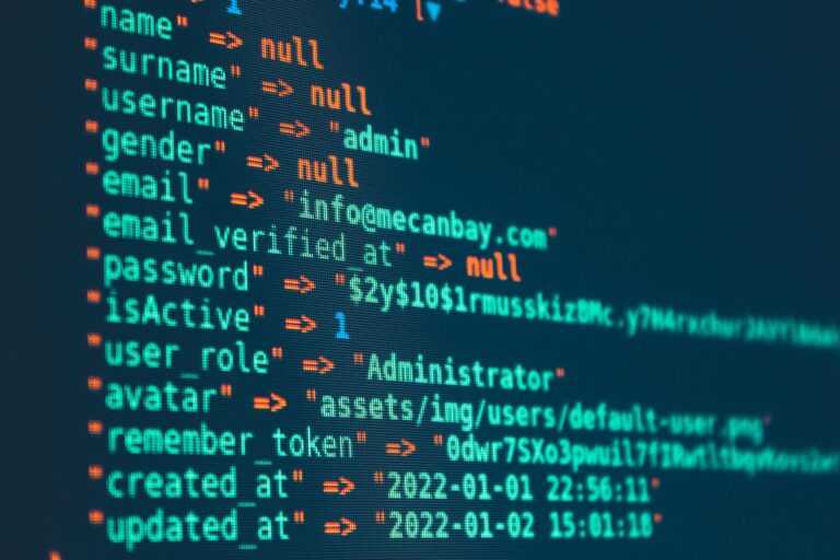 Vibrant close-up of code displayed on a monitor with various programming details.
